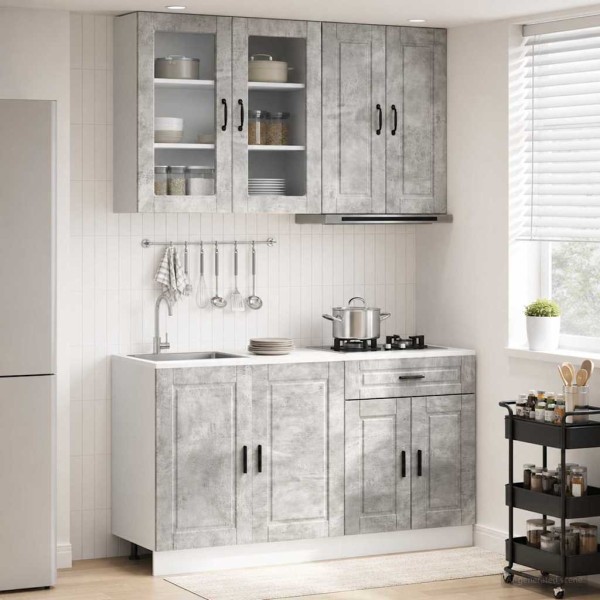 Kitchen unit PORTO 4 pcs. Concrete gray Treated wood