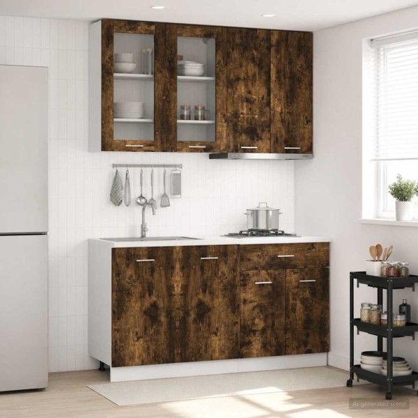 Kitchen unit LYON 4 pcs. Smoked oak Processed wood