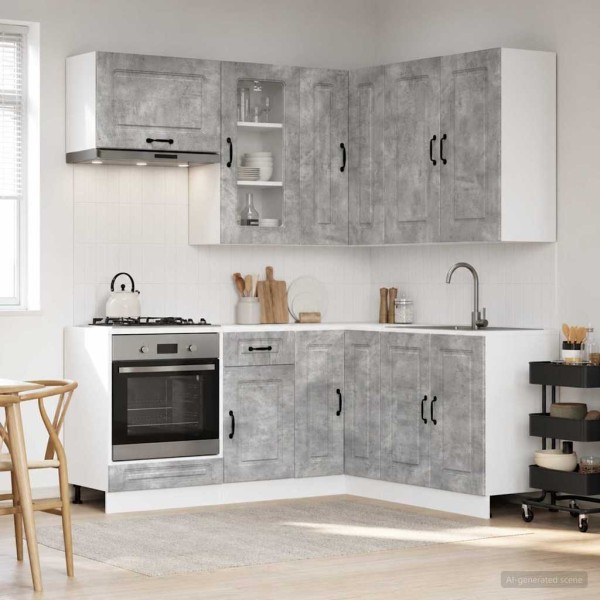 Kitchen unit KALMAR 8 pcs. Concrete gray Treated wood