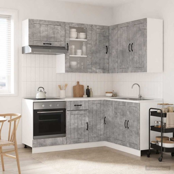 Kitchen unit LUCCA 8 pcs. Concrete gray Treated wood
