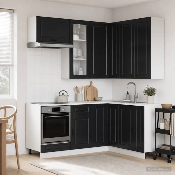 Kitchen unit PORTO 8 pcs. Black Treated wood