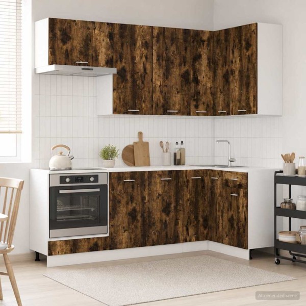 Kitchen unit LYON 8 pcs. Smoked oak Processed wood