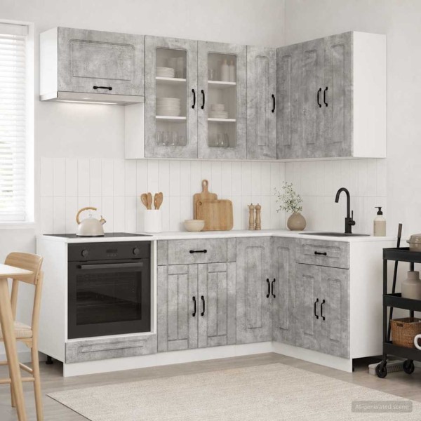 Kitchen unit KALMAR 8 pcs. Concrete gray Treated wood