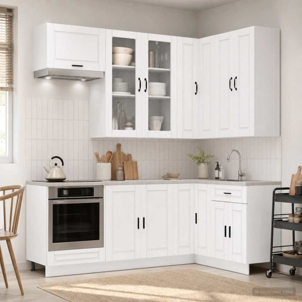 Kitchen unit PORTO 8 pcs. Balta Apdirbta mediena