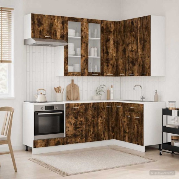 Kitchen unit LYON 8 pcs. Smoked oak Processed wood