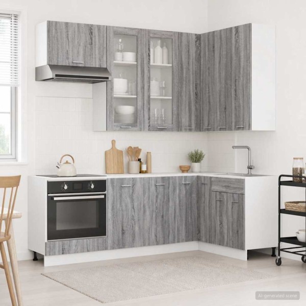 Kitchen unit LYON 8 pcs. Gray Sonoma Treated wood