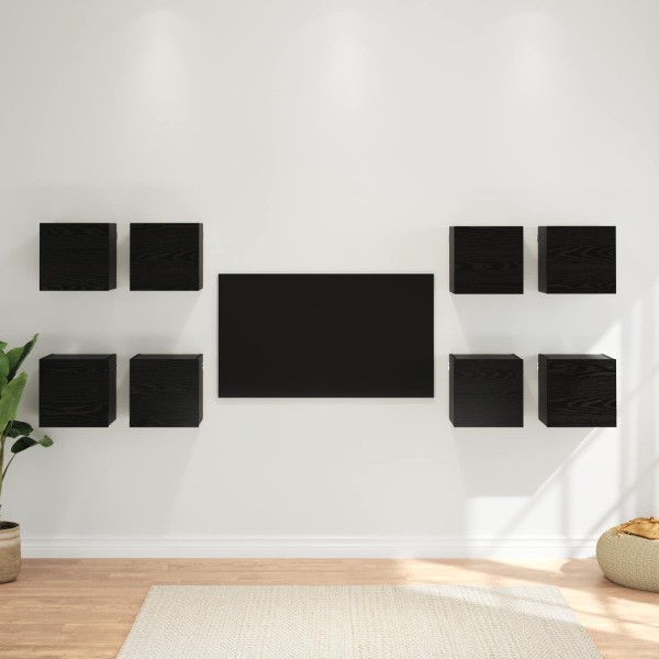 Wall-mounted TV cabinet 8 pcs. Black oak