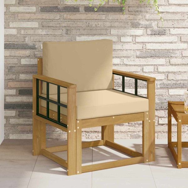 2 Piece Outdoor Sofa Set Polyester White and Beige