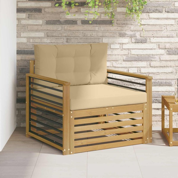 Outdoor sofa Polyester White and beige