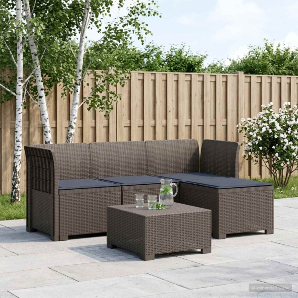 4 Vietų Sodo Sofa su Pagalvėlėmis Ratanų Imitacija PP