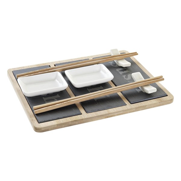 Sushi Komplekt DKD Home Decor Bambus Laud Must Naturaalne Idamaine 25 x 19 x 3 cm
