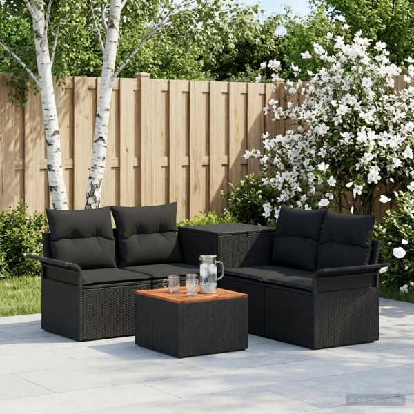 Sofa set 6 pcs. 4-Number of seats Black