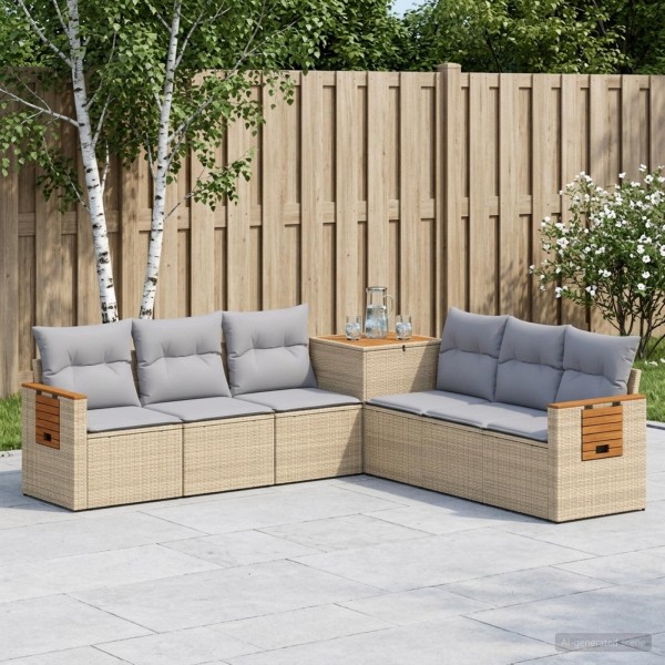 Sofa set 7 pcs. Beige and light gray