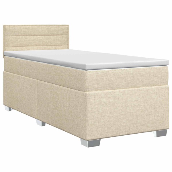 Spring bed with mattress Cream 80 x 200 cm Fabric