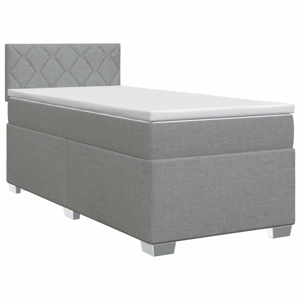 Spring bed with mattress Light gray 90 x 190 cm Fabric
