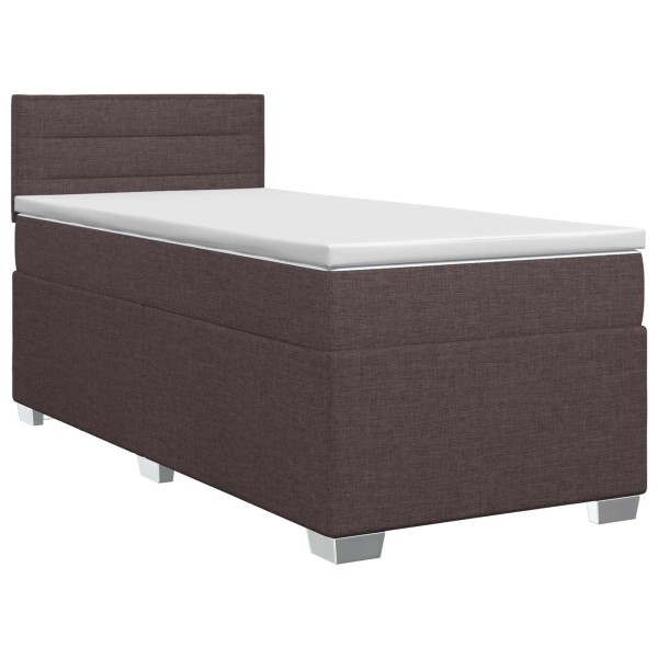 Spring bed with mattress Dark brown 90 x 200 cm Fabric