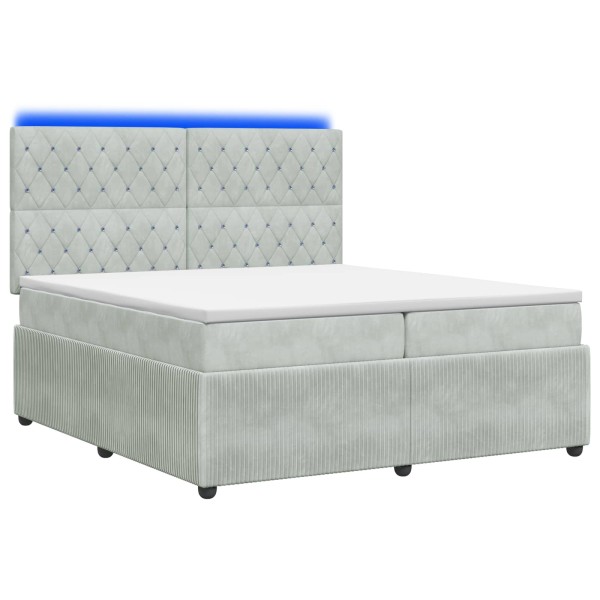 LED bed mattress with LED lighting Light gray Velvet