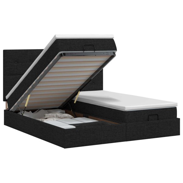 Adjustable bed with mattress 2 pcs. Black Fabric