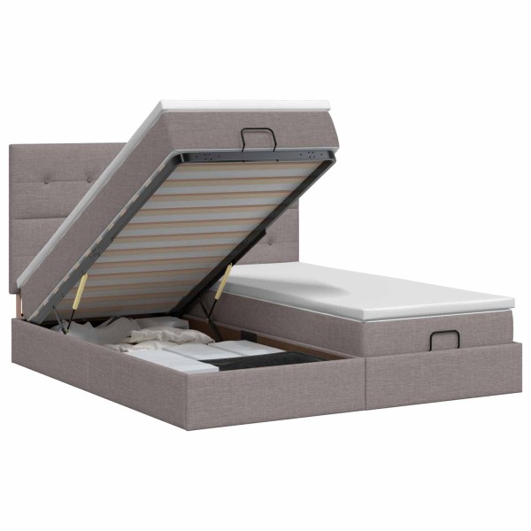Adjustable bed with mattress 2 pcs. Taupe Fabric