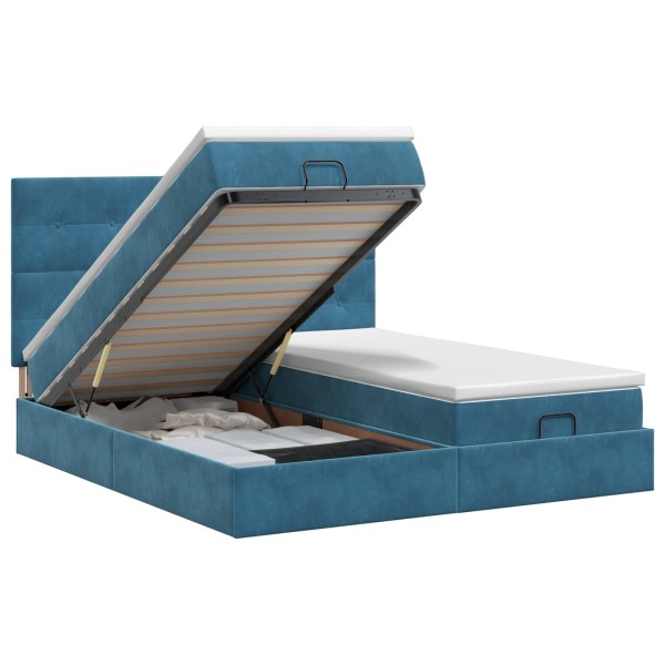 Adjustable bed with mattress 2 pcs. Dark Blue Velvet
