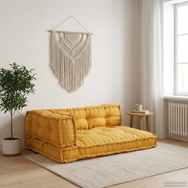 Modern sofa cushion 3 pcs. Fabric Yellow