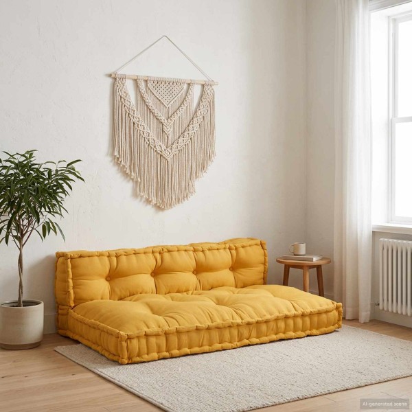 Modern sofa cushion 2 pcs. Fabric Yellow