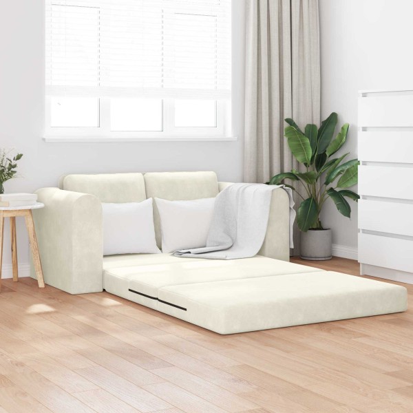 Sofa bed Cream 148 x 71 x 83 cm Velvet