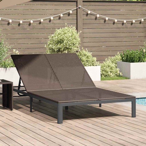 Sun lounger polyrattan Brown