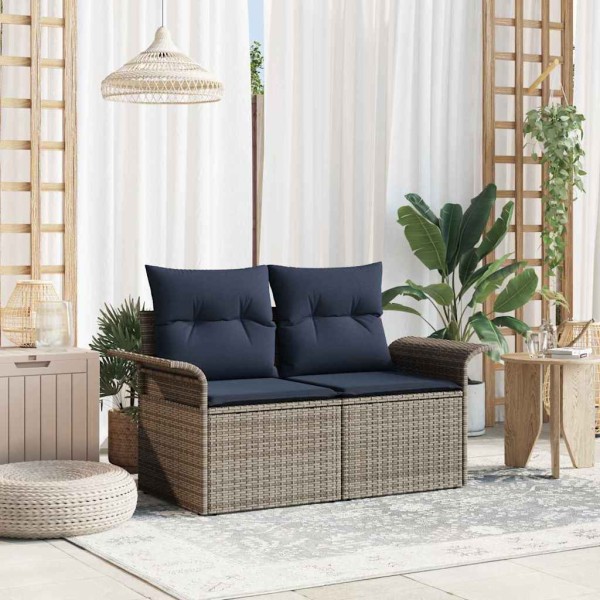 Garden sofa with pillow 141 x 62 x 69 cm polyrattan