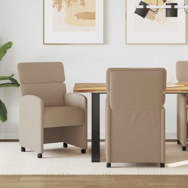 Dining Chairs with Wheels 2 pcs. Artificial leather Cappuccino