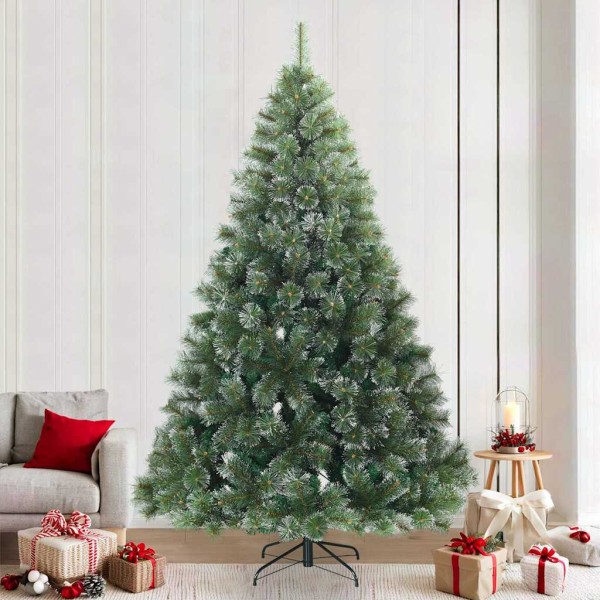 Artificial folding Christmas tree with snow cover Green