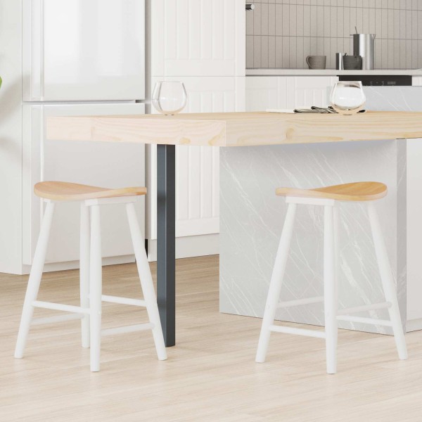 Dining chairs 2 pcs. Solid rubber tree White 46 x 37 x 63 cm