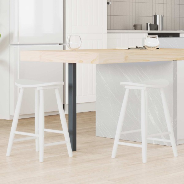 Dining chairs 2 pcs. Solid rubber tree White 46 x 37 x 63 cm