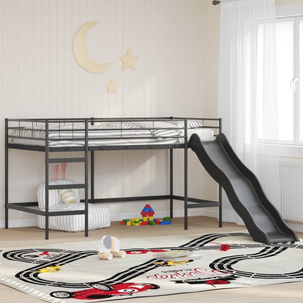 Children's double bed frame with skis Black and Anthracite