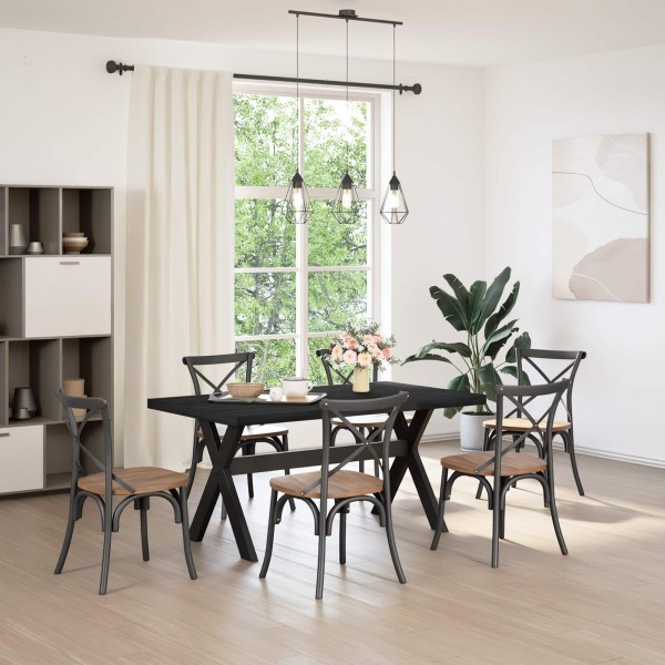 Dining table NOAIN 160 cm Solid pine wood Black