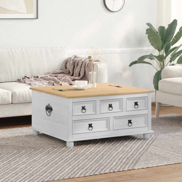 storage box White 90 x 78 x 45 cm Solid pine wood