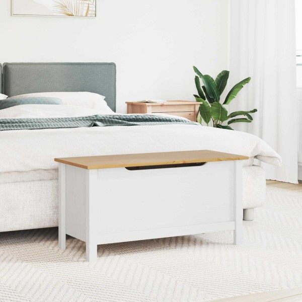 Storage box HILL White and honey brown 90 x 40 x 45 cm