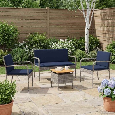 Garden set Gray polyrattan