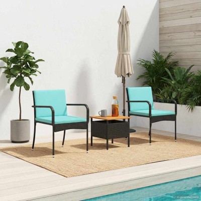 Garden set Black polyrattan