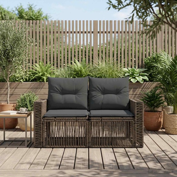 Garden sofa 2-Seats Gray polyrattan
