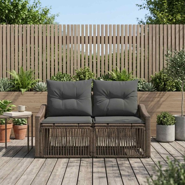 Garden sofa 2-Seats Gray polyrattan