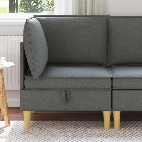 Corner Sofa with Storage Dark Gray Fabric