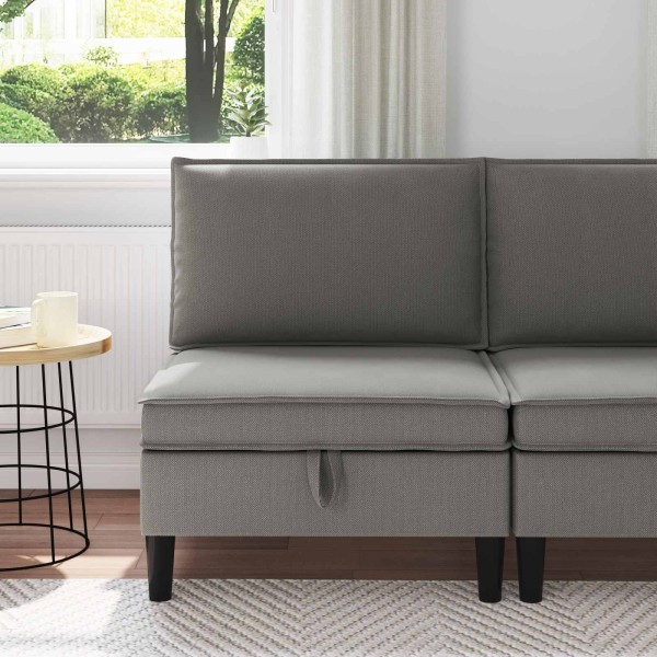 Indoor Sofa with Storage Dark Gray Velvet