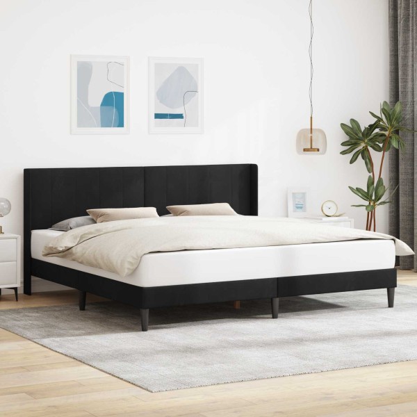 Bed frame with headboard Black 200 x 200 cm Velvet