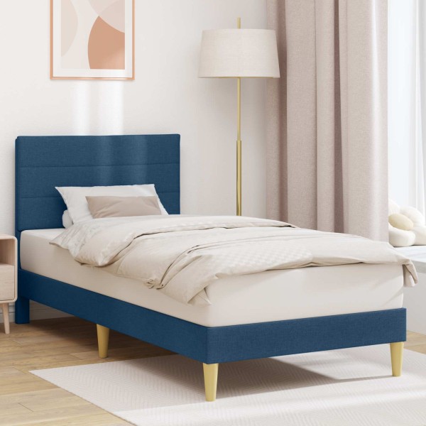 Bed frame with headboard Blue 100 x 200 cm Fabric