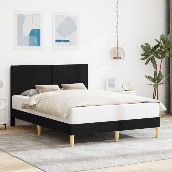 Bed frame with headboard Black 120 x 190 cm Fabric