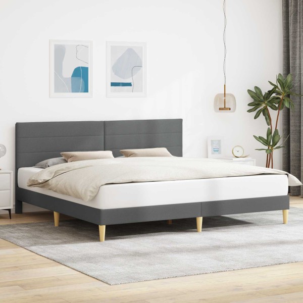 Bed frame with headboard Dark gray 200 x 200 cm Fabric