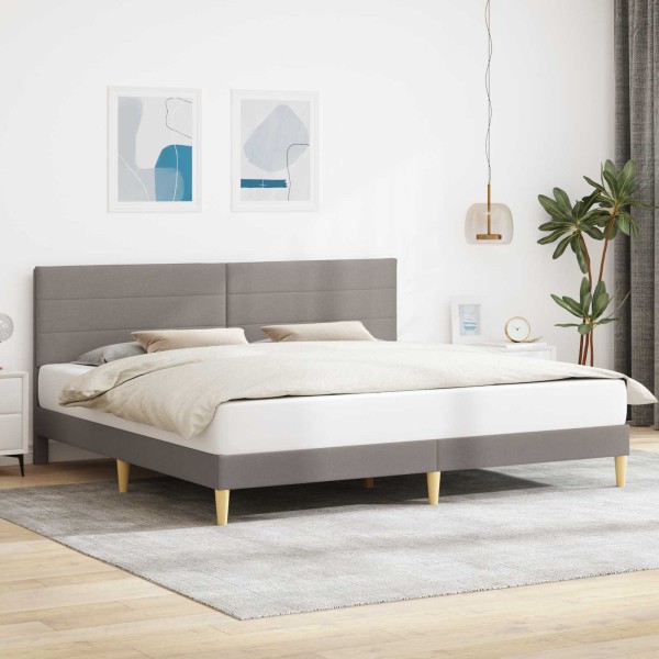 Bed frame with headboard Taupe 200 x 200 cm Fabric