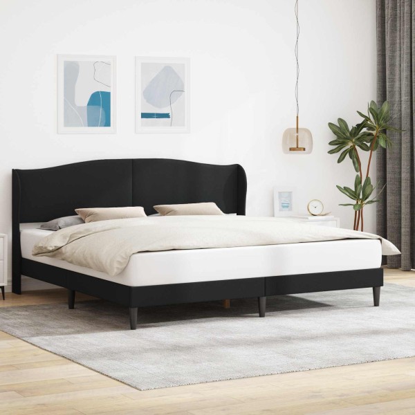 Bed frame with headboard Black 200 x 200 cm Artificial leather