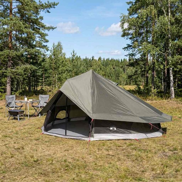 Tipi tent for 20 persons Brown Gray Polyester and steel